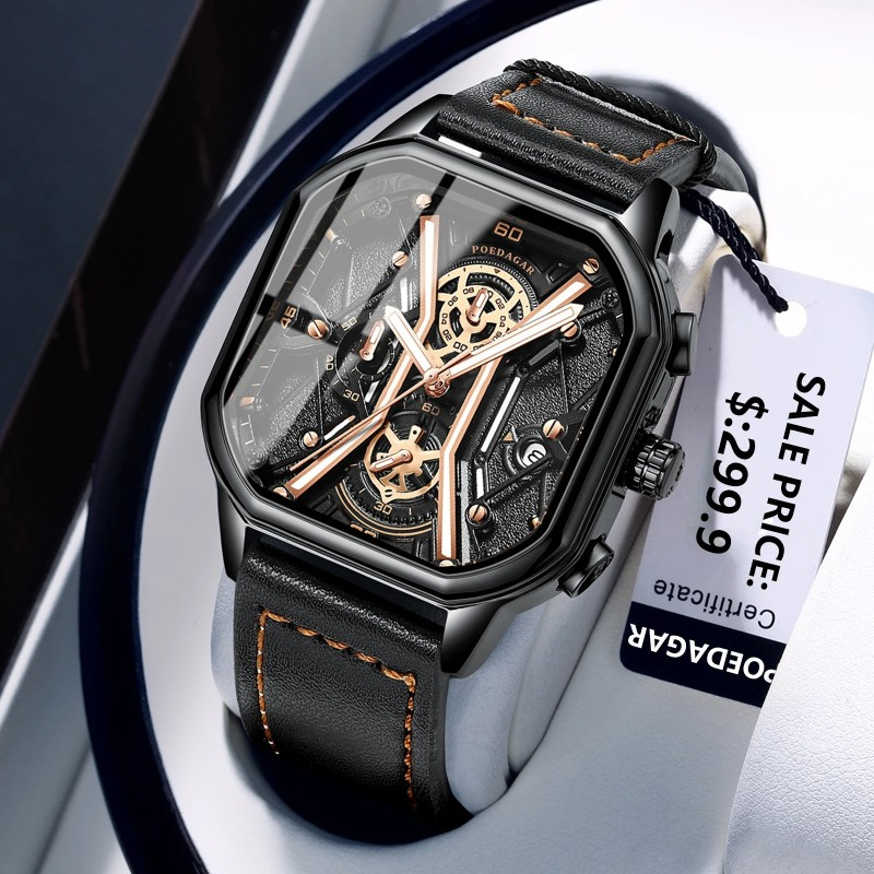 POEDAGAR 922 Fashion Men Wristwatches Luxury Chronograph Luminous Waterproof Date Man Watch